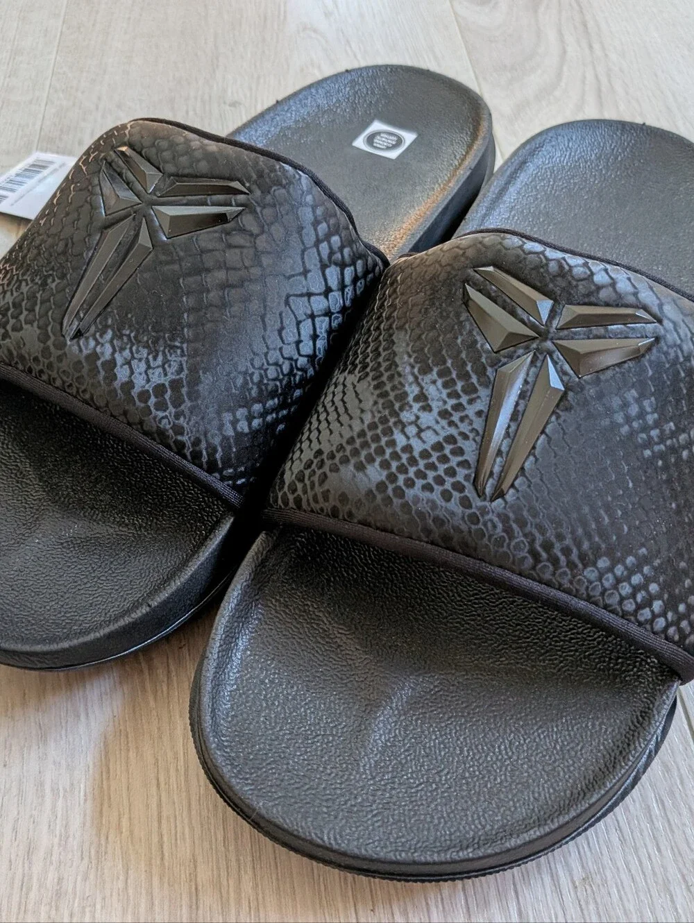 DS Nike Kobe Bryant Mamba triple black Slides Black Snake Skin